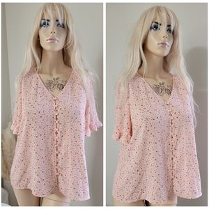 CECE Floral pastel ruffle blouse Danity romantic feminine